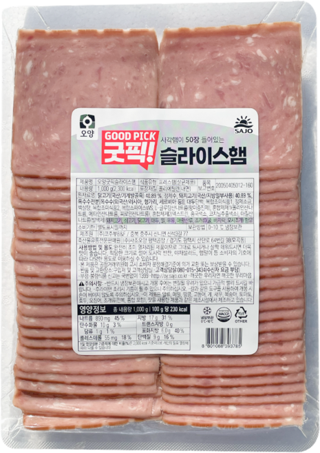 사조오양 굿픽 슬라이스햄 1kg 돼지고기 40% 닭고기 40%, 11개