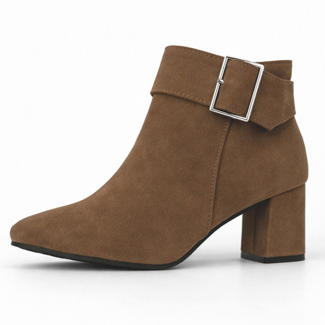 타니즈 루케 하객신발 스웨이드 키높이 버클 여성 미들 앵클부츠 (6.5cm)