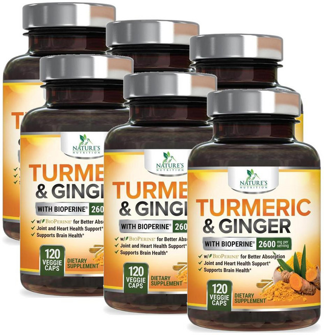 네이쳐뉴트리션 터메릭 & 진저 바이오페린 함유 캡슐 Nature's Nutrition Turmeric & Ginger with Bioperine, 6개, 120정