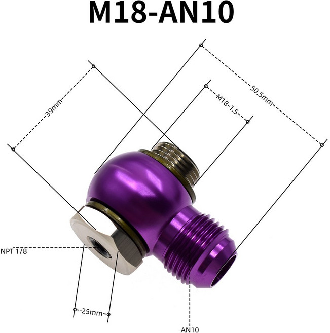 SK 커스텀 알루미늄 합금 밴조 AN8 5 360 피팅 볼 호스용 AN10 M18 어댑터 수 M221 오일 회전 볼트, Model 2