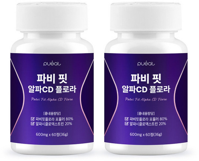 퓨잇 파비 핏 알파CD 플로라 월분 60정 x2개 식약청 인증 HACCP 인증, 2개