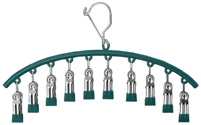 새로운 스테인레스 스틸 곡선 옷걸이 10 홀드 클립으로 방풍 건조 랙 공간 절약 가정용 레깅스 주최자, 05 Green