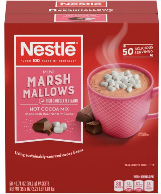 코코아 파우더 가루 Nestle Hot Cocoa 네슬레 핫초코 패킷 핫코코아 믹스 무설탕 및 무지방 대용량 팩 0.28온스 30개입 1박스, 초콜릿, 0.71 온스 (50개 팩), 8g, 1