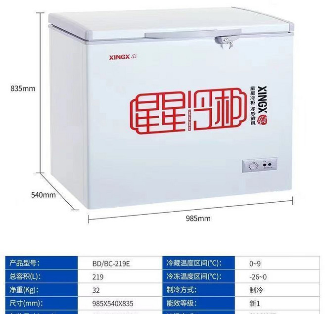 XINGX 355E L 수평형 냉동고 가정용 보관 단일 온도 상업용 대형 완전 기타, 10 210Full Freezing Or