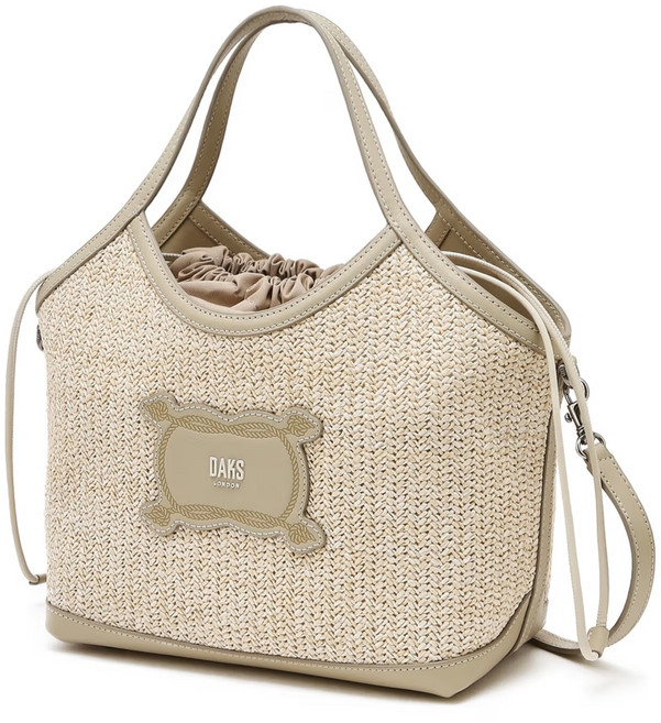 닥스 DCBA6E160I1 SUMMER RAFFIA 소가죽 배색 라이트 베이지 라피아 토트 M PZC729 DPL875