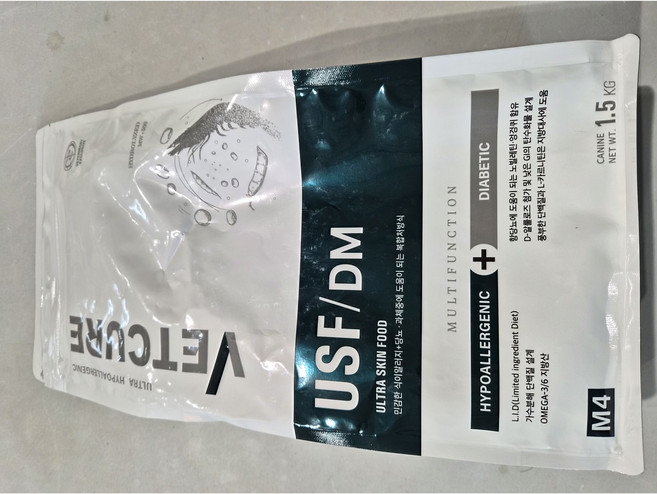 [동물병원전용] 벳큐어 USF DM 식이알러지 다이아베틱 사료, 1개, 1.5kg, 당뇨관리