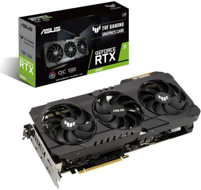 ASUS TUF 게이밍 엔비디아 지포스 RTX 3080 OC 에디션 그래픽 카드 - PCIe 4.0 10GB GDDR6X HDMI 2.1 디스플레이포트 1.4a 듀얼 볼