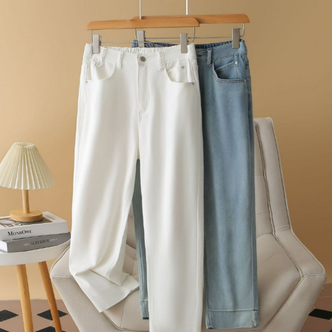브루니 빅사이즈팬츠 텐셀 8부 밴드 데님 L~4XL Y67