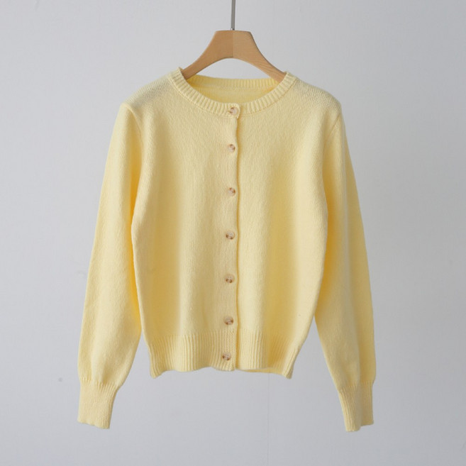 제니트 여성 보송 폭닥 라운드넥 긴팔 니트 가디건 베이직