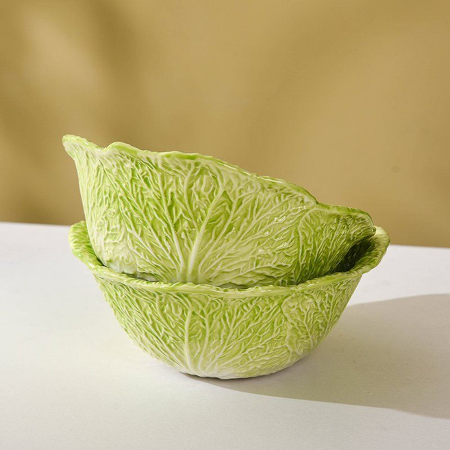 특이한 양배추모양 접시 밥그릇 간식 과일트레이 헬스푸드 샐러드볼, 2개, 1개