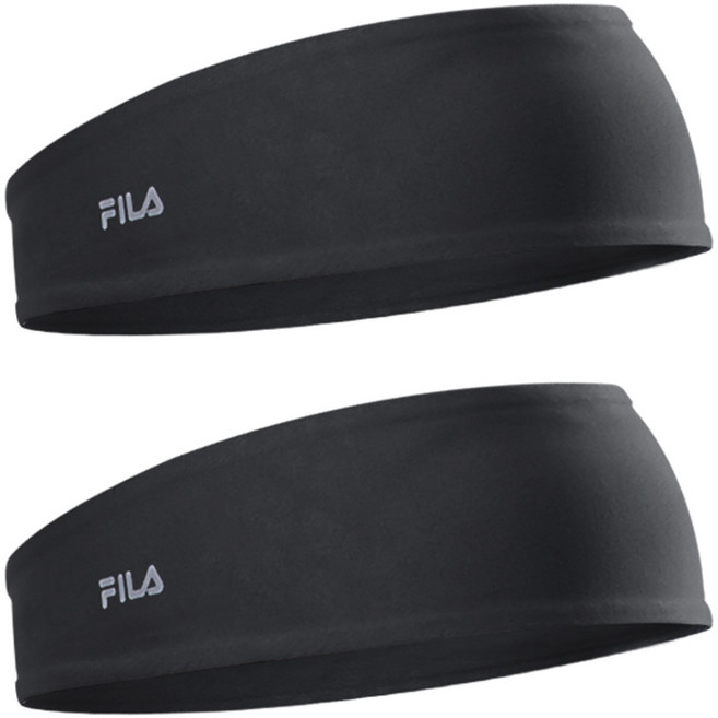 휠라 핏 스포츠 헤어밴드, 블랙, 2개