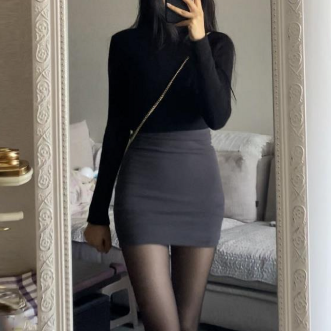 허리 밴딩 H라인 스판 미니 스커트