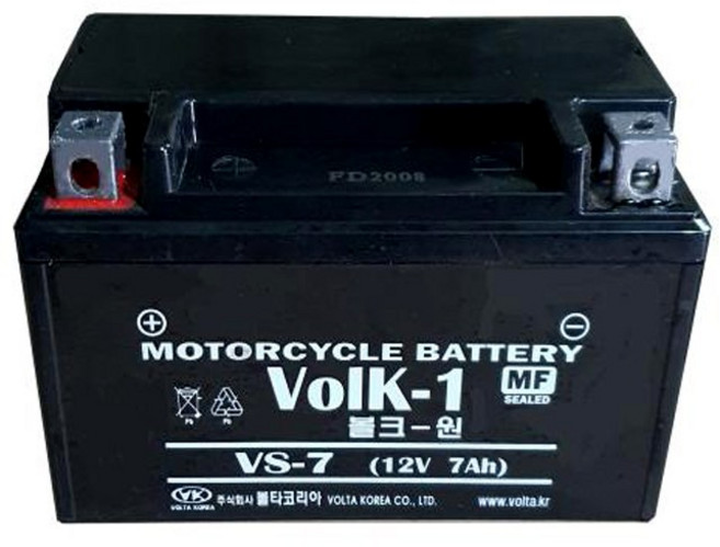 VS-7 12V 7Ah 오토바이 배터리 미라쥬125 엑시브 트랜스 미오 비버125 밧데리, 1개