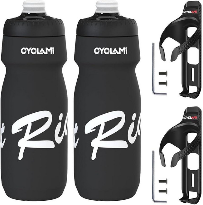 CYCLAMI Bike Water Bottle 650ml with Bottle Cage for AirTag Holder – BPA-Free Leakproof Squeeze Cy, CYCLAMI Bike Water Bottle 650m