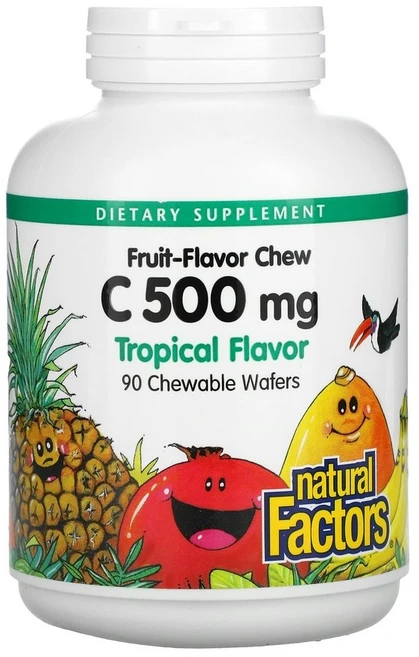 내추럴 펙터스 비타민C 트로피컬 500 mg 90 츄어블 Wafers, 1개, 90정 - 쿠팡