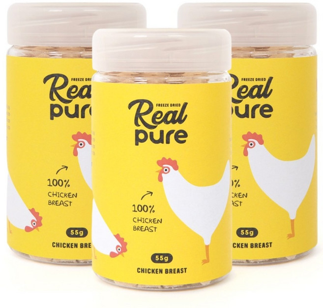 리얼퓨어FD 동결건조 고양이 간식 큐브 55g, 닭가슴살, 3개
