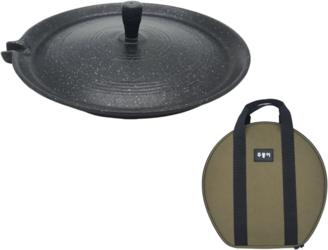 DAMDA 주물이 국내산 무쇠 솥뚜껑+전용가방 세트 구이판 캠핑 삼겹살 바베큐, 30cm, 1세트