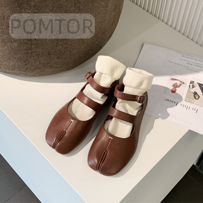 POMTOR 여성 유니크한 디자인 편한 플랫슈즈 발가락 신발 족발슈즈