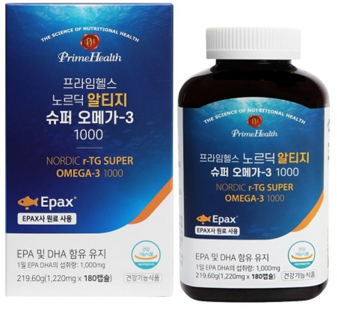 혈행건강에좋은 프라임헬스 노르딕 알티지 슈퍼오메가 -3 1000 1220mg x 180캡슐 최고할인, 180회분, 1개