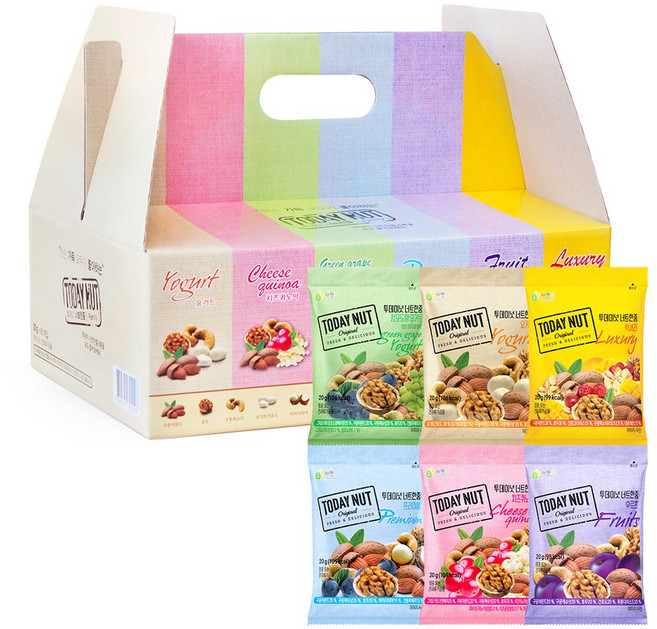 투데이넛 너트한줌 혼합 믹스 6종 견과세트, 1세트, 1.2kg