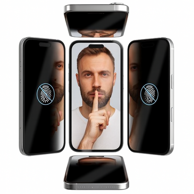 아이수트 아이폰 360도 지문방지 사생활보호 매트 강화유리 액정보호 필름, 1개