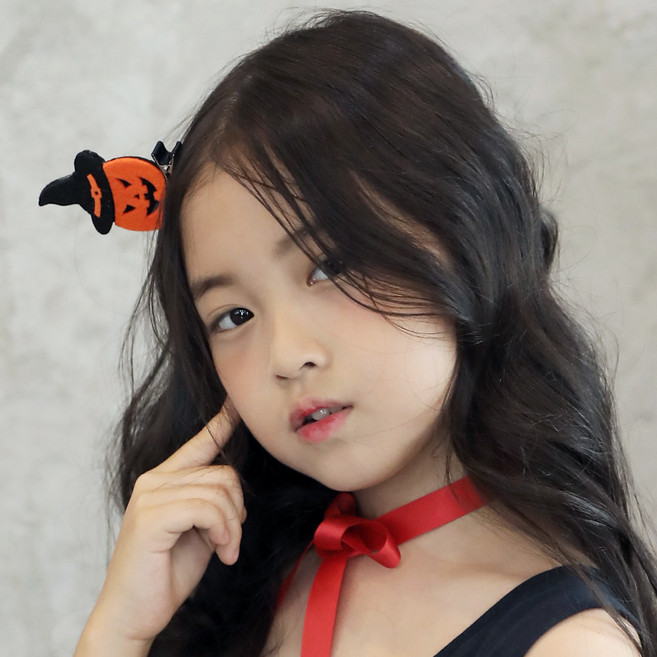 할로윈 머리띠 화관 왕관 고양이 귀여운 호박 천사 악마 유니콘 토끼 머리핀 파티소품 기획전, 25.큐티 할로윈 머리핀 (호박)