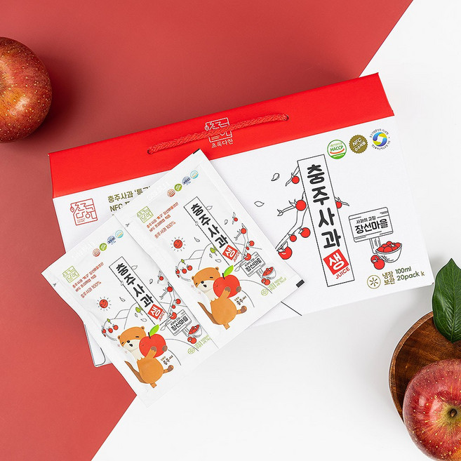 초록다한 충주사과생주스 [가정용] /새콤달콤 맛있는 과일착즙을 한포가득, 50개, 100ml