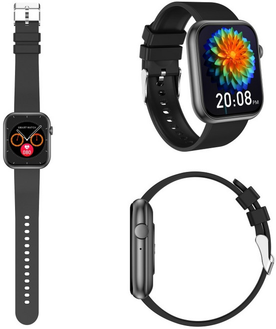 智慧型手錶 通話運動手錶 超長待機 訊息提醒 藍芽連接 適用於蘋果/安卓, 黑色