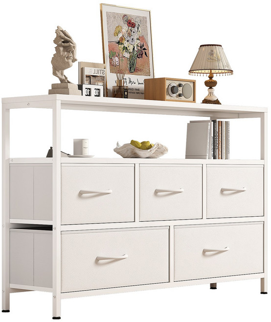 소웰홈 패브릭 3단5문 거실장 1000, 화이트