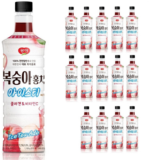복숭아홍차 베이스, 15개, 970ml