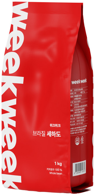 위크위크 부드러운 브라질 세하도 원두 커피 홀빈, 1개, 1kg, 홀빈(분쇄안함)