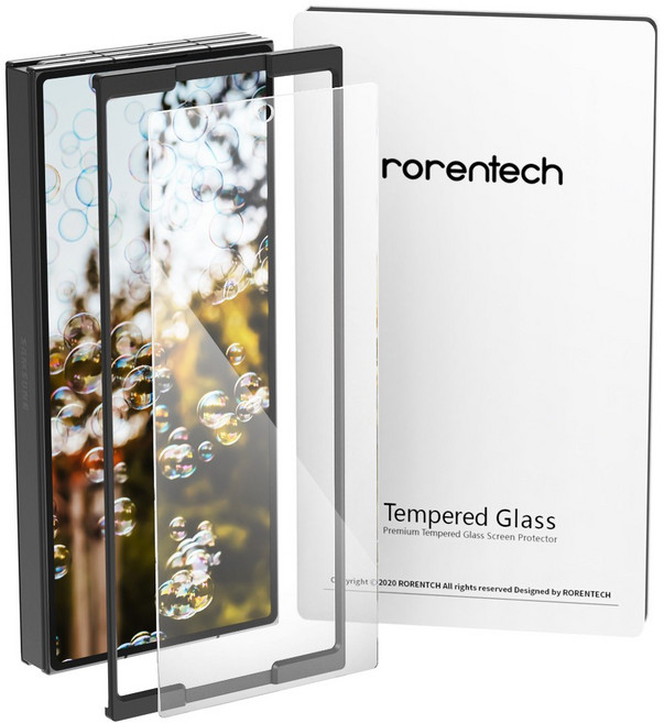 로랜텍 풀커버 지문인식 호환 강화유리 휴대폰 액정보호필름, 1세트