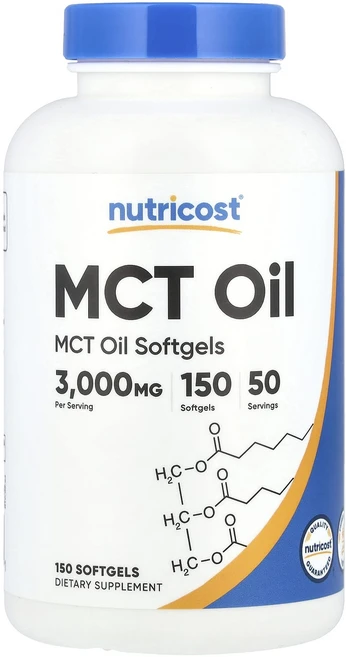 Nutricost MCT 오일 3000mg 소프트젤 150정(소프트젤 1정당 1000mg), NutricostMCT오일3000mg소프트젤150정소프, 1개, 150정 - 쿠팡