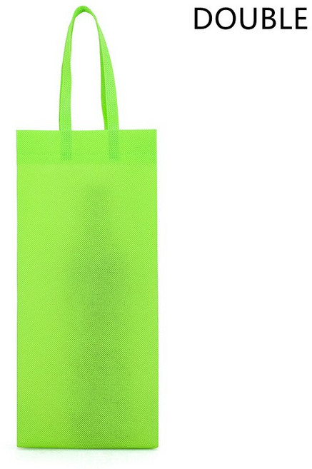 30pcs Nonwovens 샴페인 맥주 방수 선물 가방 단색 단일 더블 병 레드 와인 핸드 핸들 포장 파우치, 더블 그린, double Green