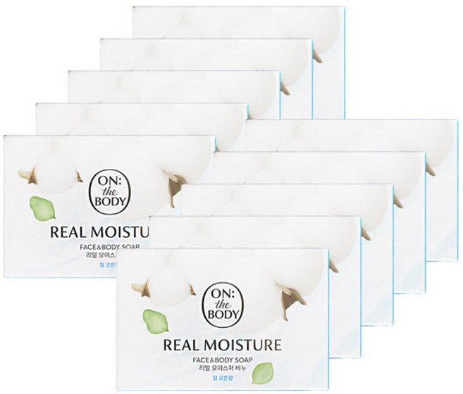 엘지 온더바디 리얼 모이스처 비누 웜 코튼향 80g 10개 세안, 엘지 온더바디 리얼 모이스처 비누 웜 코튼향 80g 1