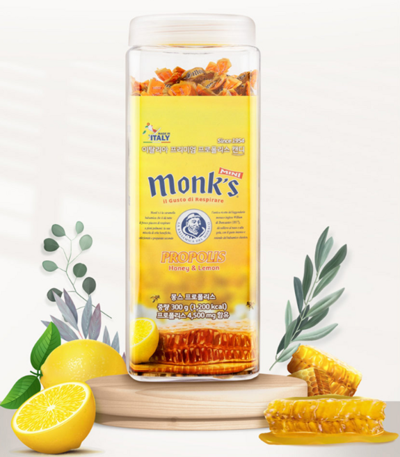 몽스 캔디 목캔디 허브 잠께는 사탕 프로폴리스 앤 허니 300g 1개