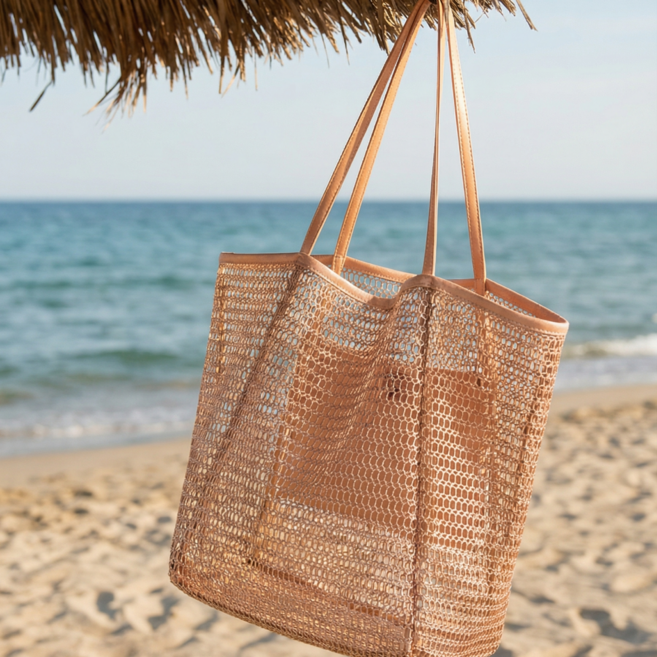 레인보우캣 대용량 메쉬 비치백 여성 숄더백 여름 휴가 물놀이 가방