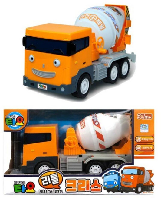 꼬마버스 타요 레미콘 리틀 크리스 중장비 공사장 놀이 자동차 장난감 움직이는 미니카 작동 어린이 유아동, 혼합색상, 1개