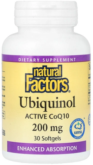 NATURAL FACTORS CoQ10 유비퀴놀 200mg 30소프트젤, 1개, 30정 - 쿠팡