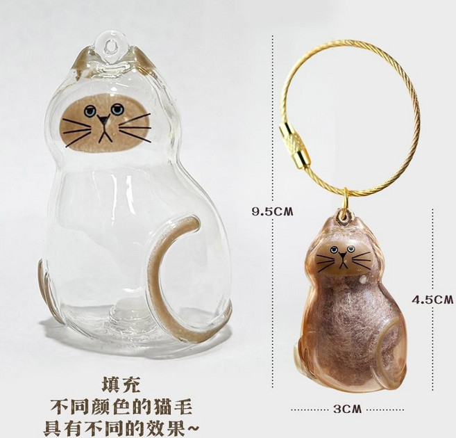 貓毛透明收納盒吊飾扭蛋, 透明貓毛收納盒,羅貓, 1個