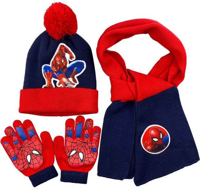 최신상 아동 목도리 모자 장갑 3종세트 스파이더맨 코스튬 가을 겨울 따뜻한 니트 크리스마스 선물 스파이더맨 장갑세트 스파이더맨 목도리세트 스파이더맨 모자세트