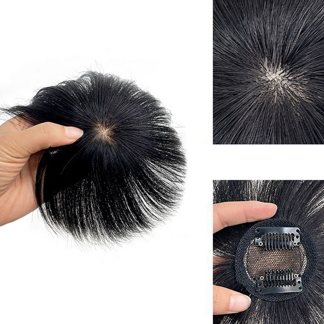 ROYALBELLE 남성 리얼 인모 가르마 가발 커버 탈모 보정 머리덮개 탑커버 자연블랙 D0061428, 1개, 블랙A