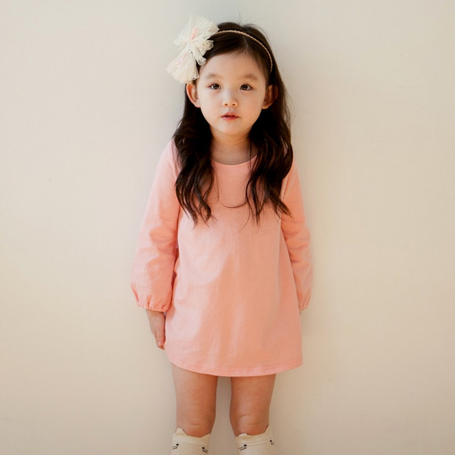 배냇베이비 리본 원피스 면 긴팔 유아 아기원피스 여아 아동
