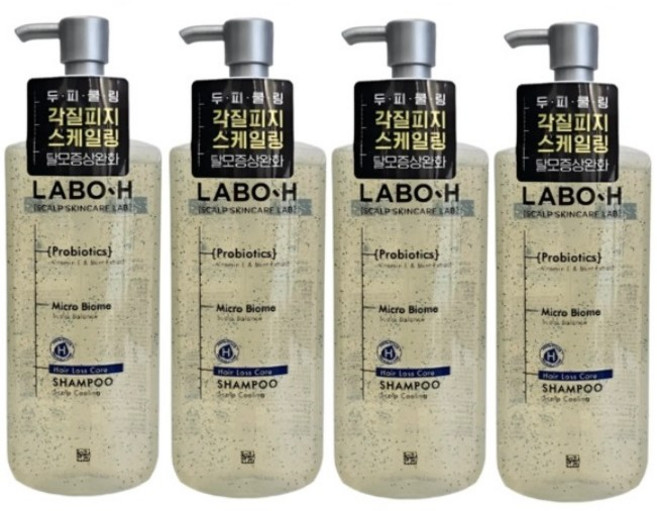 라보에이치 프로바이오틱스 탈모증상완화 샴푸 두피쿨링, 4개, 400ml