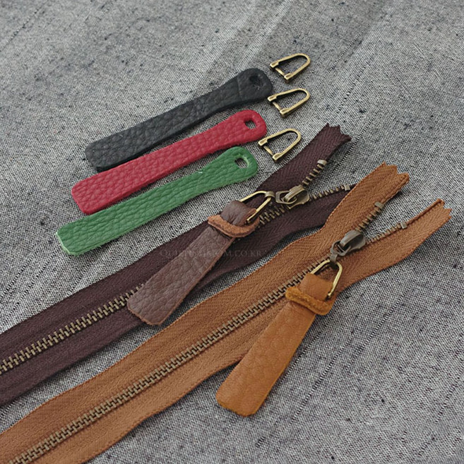 퀼팅맘 고급 슈렁큰 소가죽 지퍼고리(땅콩) 국내생산, 블랙, 3개