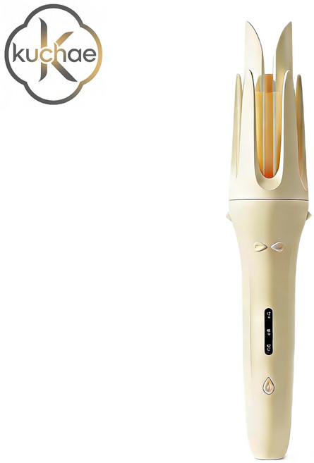 Kuchae 전자동 고데기 글래머 웨이브 32mm 음이온 헤어케어, 베이지