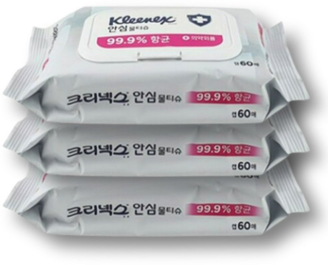 크리넥스 안심 물티슈 캡형 60매 x 30팩, 60개입, 30개