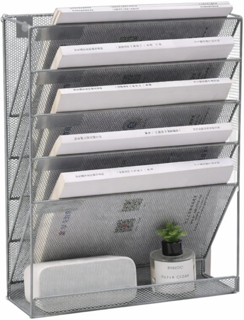 툴릭스 벽걸이 겸용 철제파일꽂이 사무실 서류 수납 정리함 서류꽂이, 실버, 6단