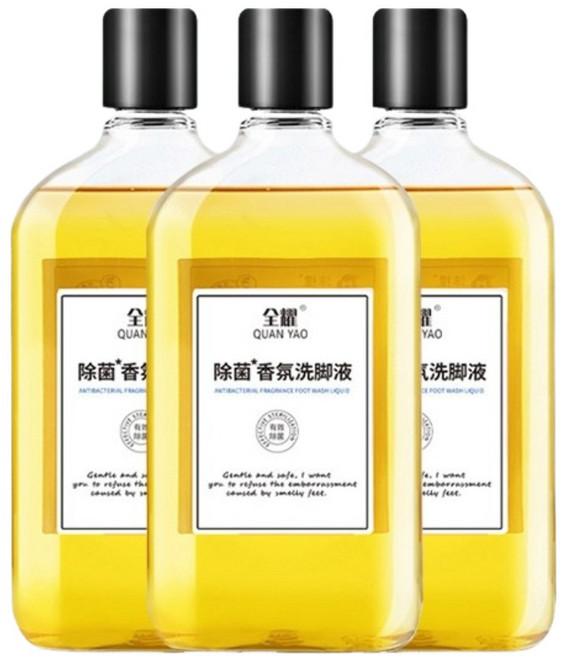 全星 QUAN YAO 香氛洗腳液 草本配方 潔淨足部異味 滋潤護理 3瓶裝附搓腳墊 300ml, 3件, 3瓶洗腳液【療程裝丨殺菌止癢】（贈搓腳墊, 1入