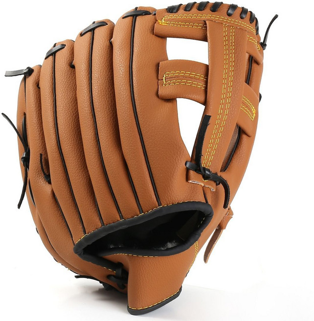 專業兒童棒球手套耐磨柔軟初學接球手套, 1個, 棕黑色十字檔11.5寸加棒球